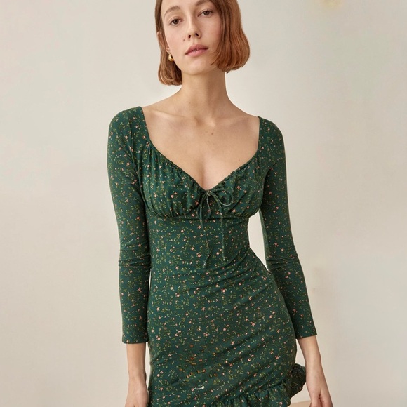 Reformation Mini Green floral dress size S NWT - Picture 1 of 13